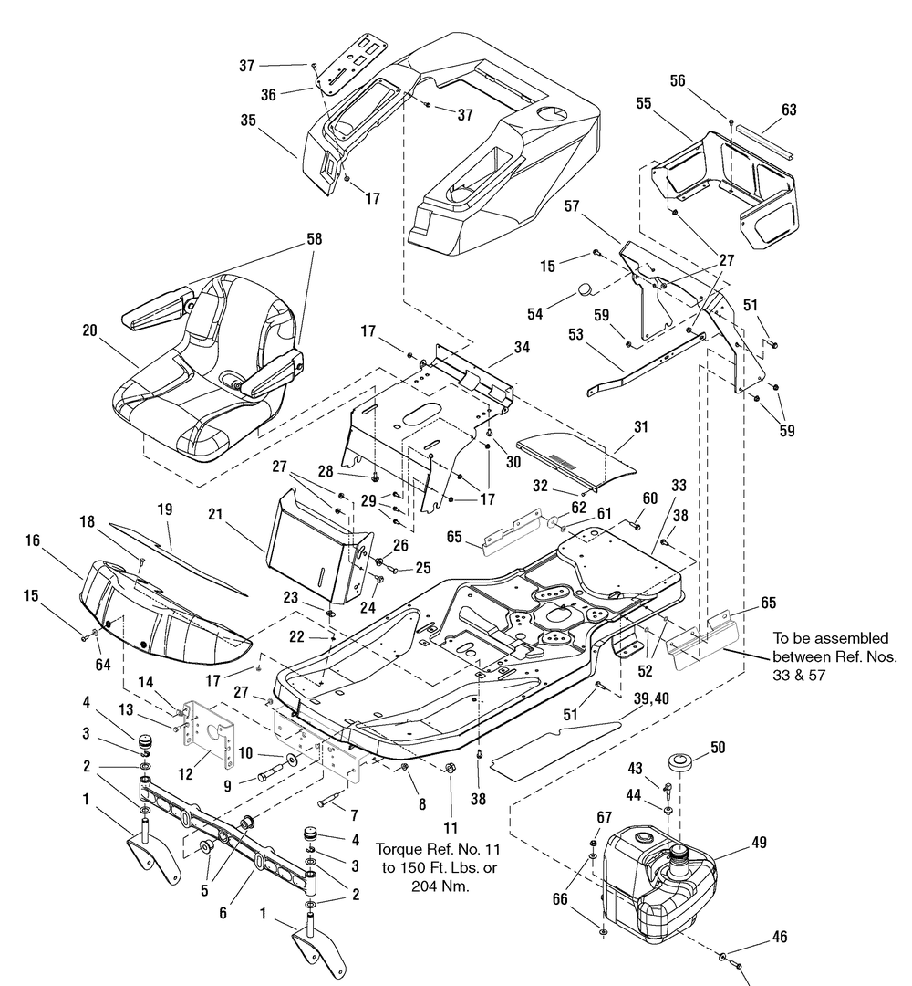 Frame, Body And Seat Group (7501513) Diagram and Parts List for 107289930-7800515,ZTS6000 2009 Briggs and Stratton Lawn Tractor Accessories